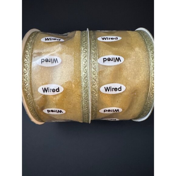 6 Rolled Wired Gold Ribbon 2.5" wide 10 Yards Each NEw - Picture 6 of 7